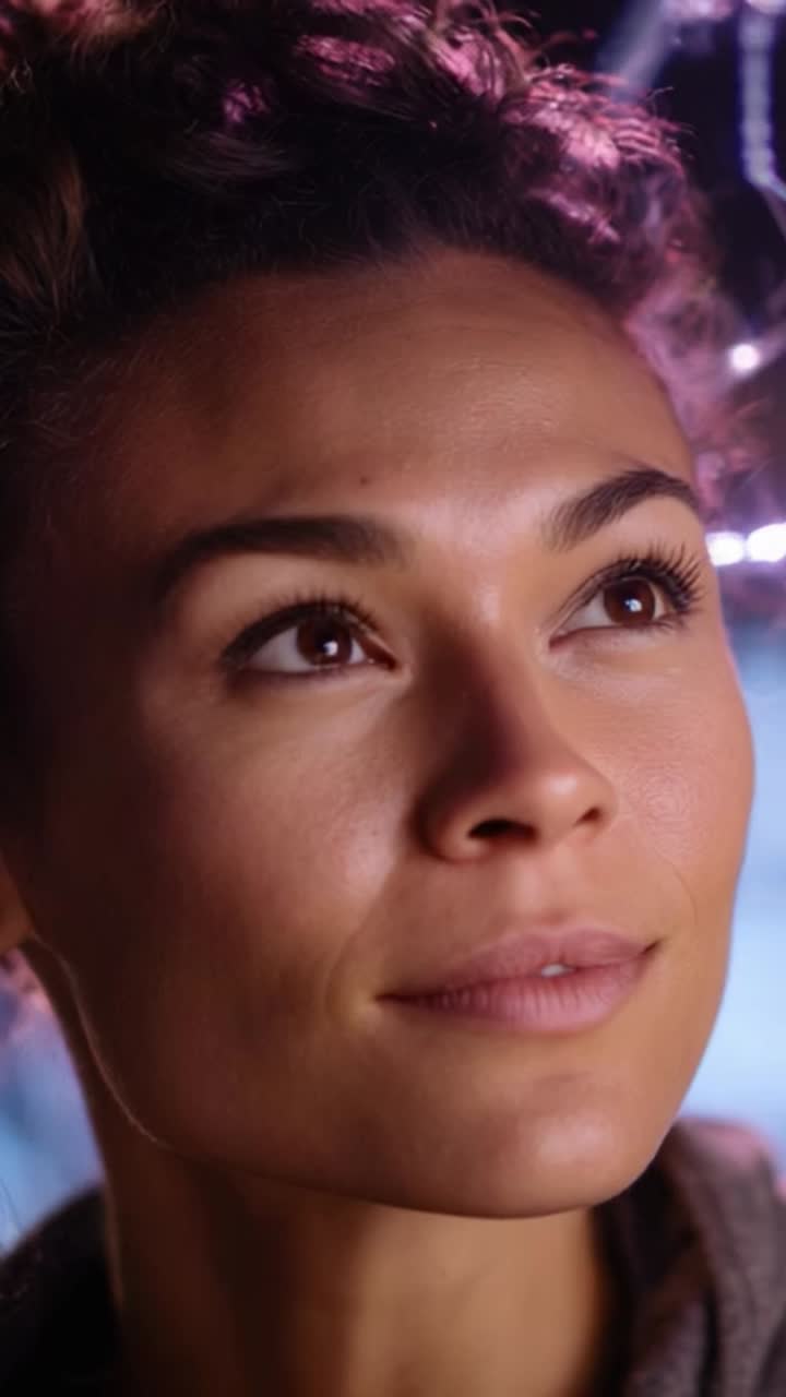 A serene close-up of a woman with beautiful features, capturing her peaceful expression and the gentle play of light on her skin, evoking calmness and introspection