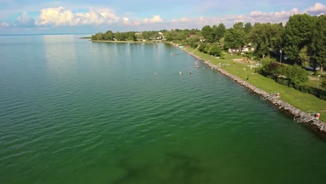 Lake-Balaton-in-Hungary,-Zamárdi-with-in-summer-