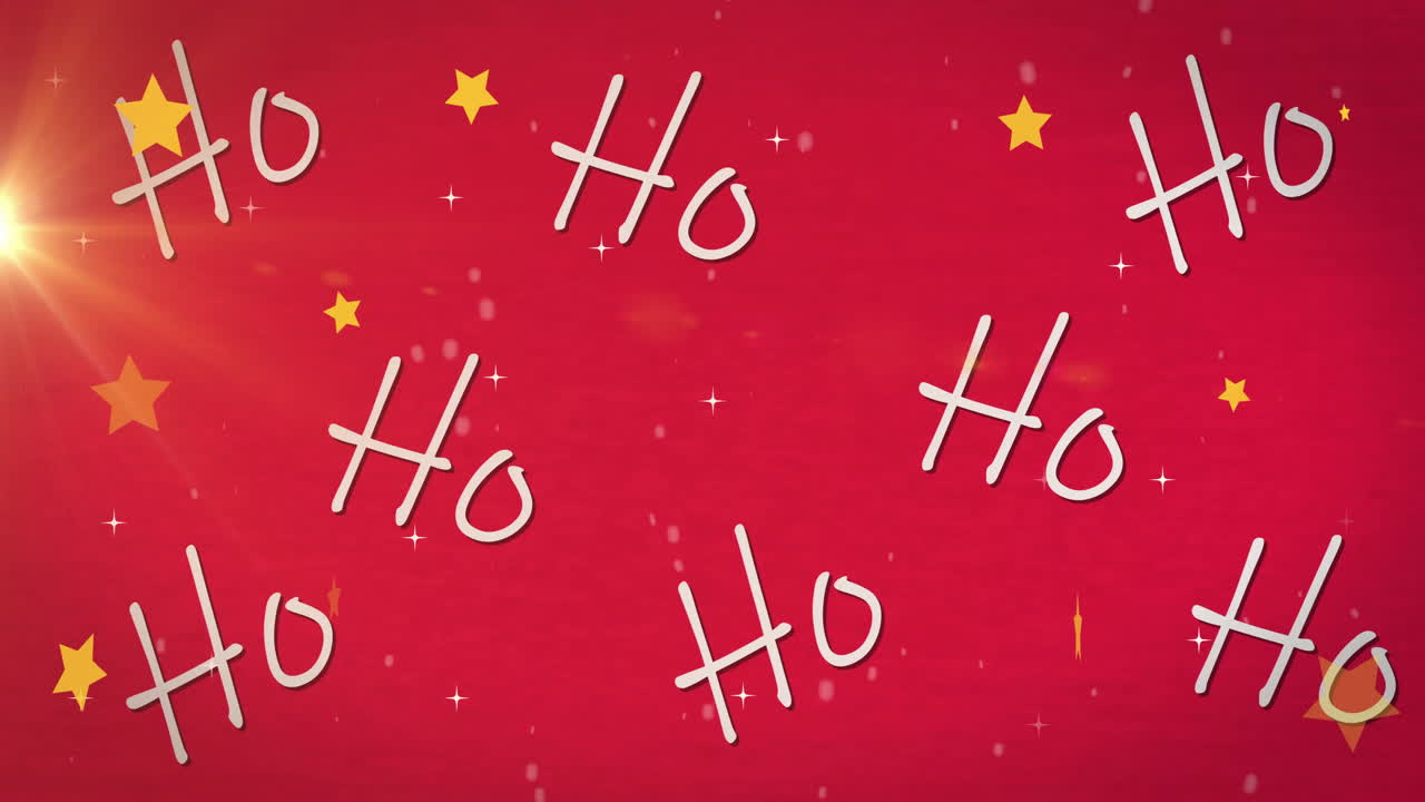 Animation of ho text and stars on red background