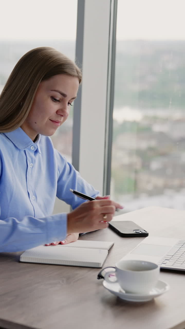 Woman working in a modern office environment