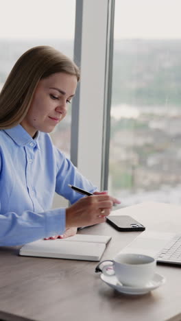 woman working in a modern office environment