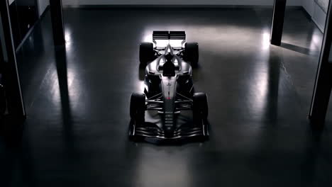 sleek f1 race car in a dark, reflective setting