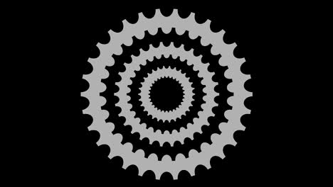 graphic object in black and white with stroboscopic and hypnotic effect, which rotates clockwise decreasing the size from full screen to disappearing in the center, in 16: 9 video format