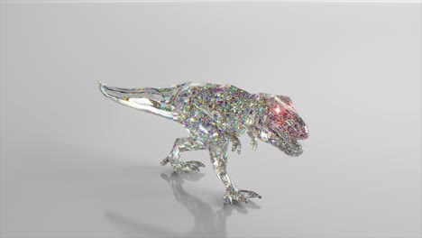 el dinosaurio de diamante caminando. el concepto de la naturaleza y los animales. bajo poli. color blanco. animación 3d de bucle sin costuras