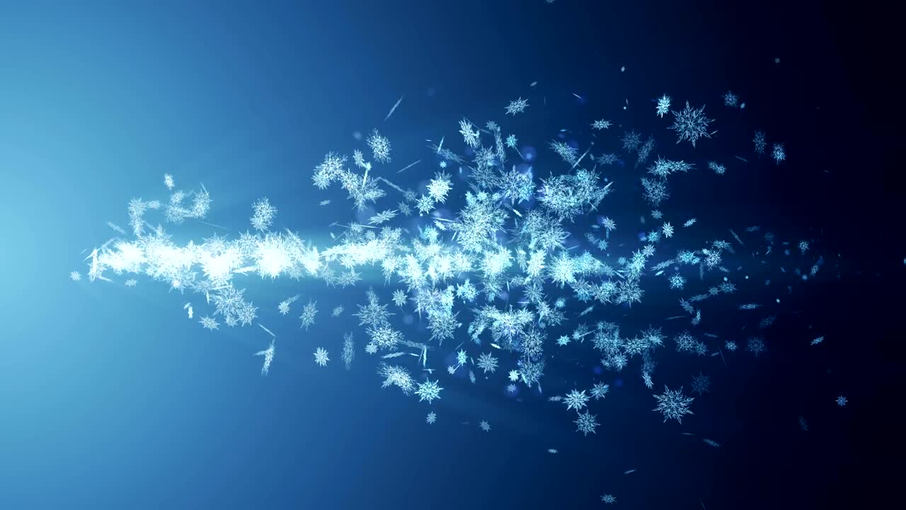 Shinning winter symbol with beauty snowflakes. Vortex from spin snow. Winter pattern. Beauty dancing snowflakes. Abstract loop animation.