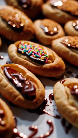 delicious mini pastries with chocolate topping