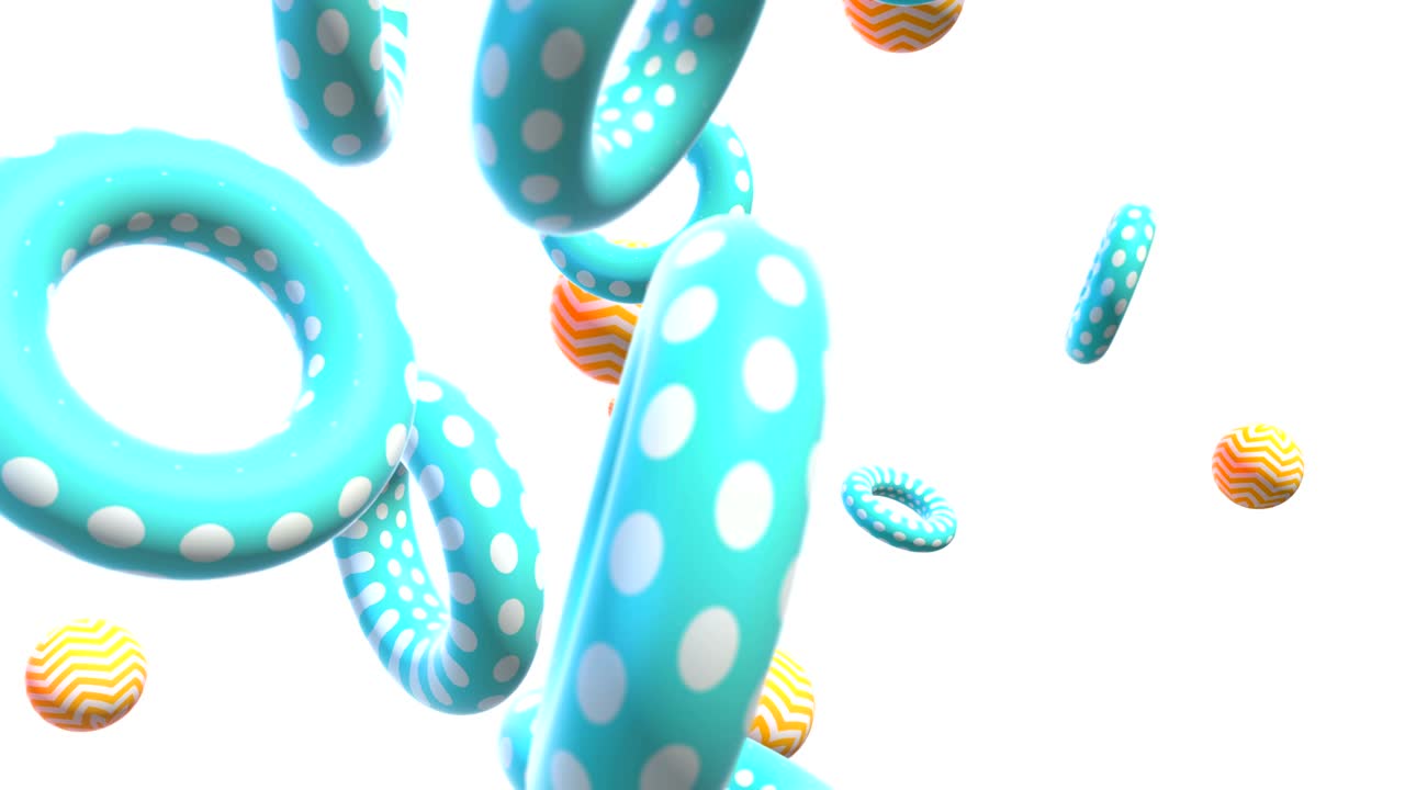 fondo abstractamente colorido con formas geométricas simples voladoras o flotantes. animación 3d decorativa multicolor con bucle. composición moderna brillante.