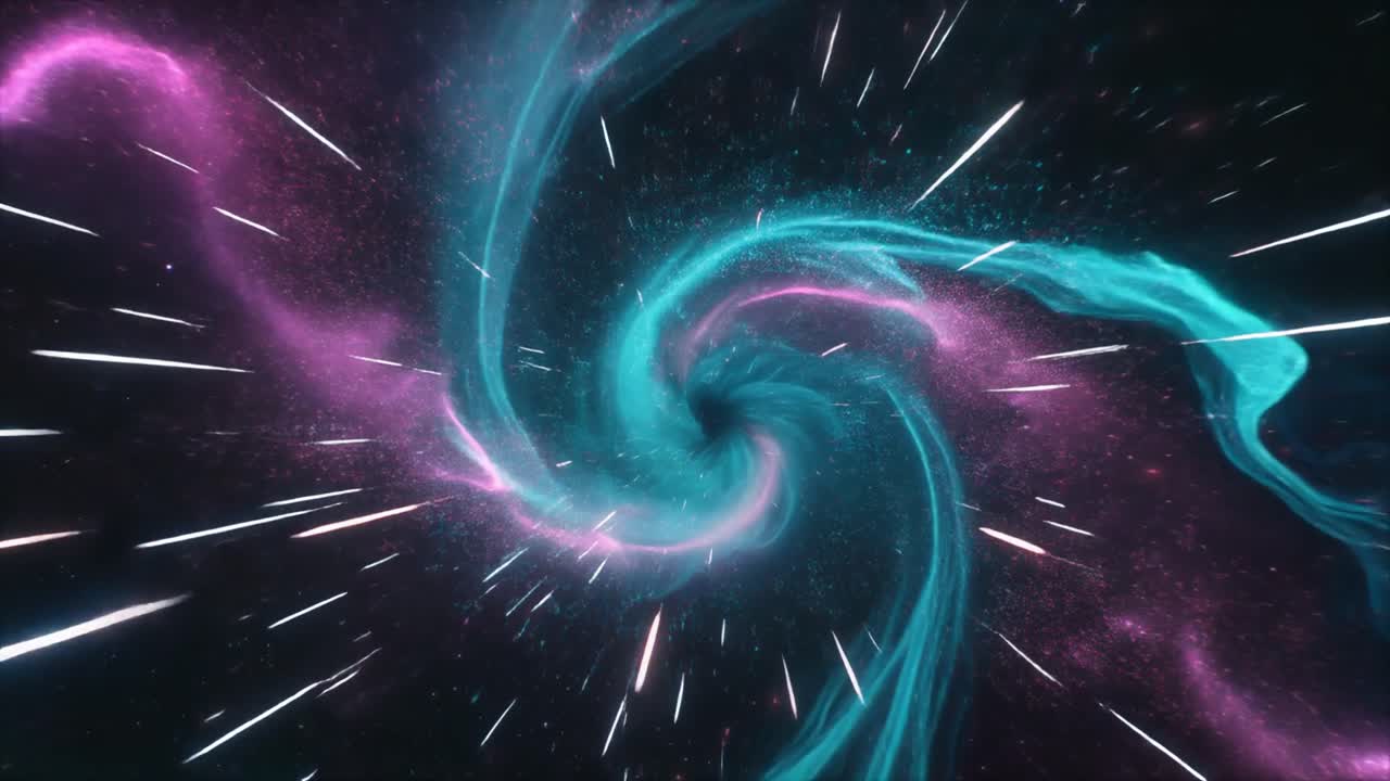 Viaggio iperspaziale attraverso una nebulosa vorticosa e un campo stellare