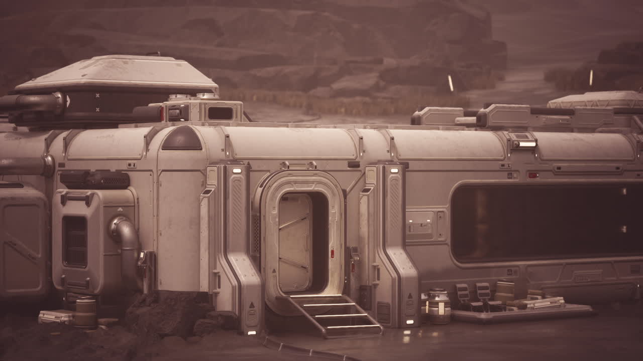 Base coloniale stabilita su un pianeta arido per esplorazione e abitazione.