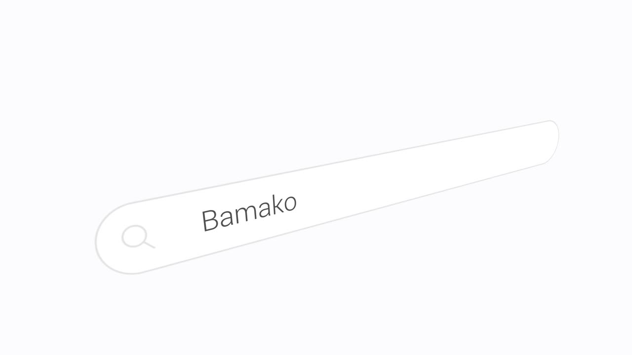 Displays A Digital Search Bar Containing The Text Bamako. Close-up Shot