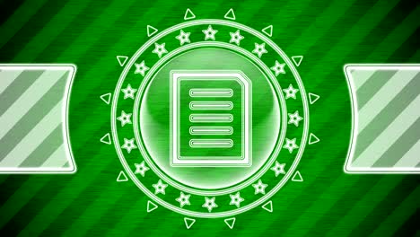 text icon in circle shape and green striped background. illustration.