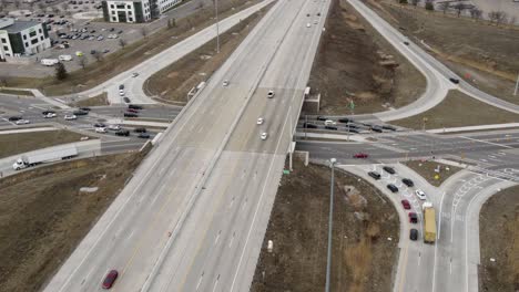 modern diverging diamond interchange in madison heights, michigan, usa