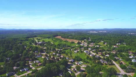 rich green neighborhood, drone video