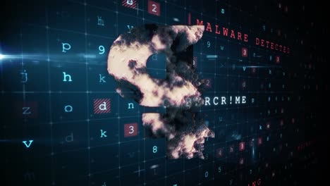 animation of data processing over ruble currency