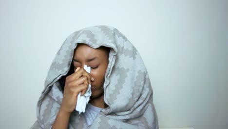 Young-Student-Looking-Visibly-Unwell-Coughing-Whilst-Talking-to-Camera-On-Video-Call