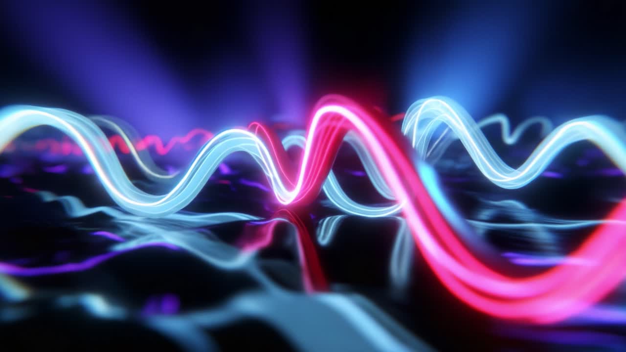 A Captivating Display of Illuminated Waves Moving Across a Glossy Surface, Showcasing Dynamic Light Patterns in Vibrant Colors that Dance to an Unseen Rhythm