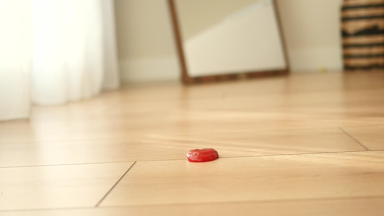 Ketchup spill on floor