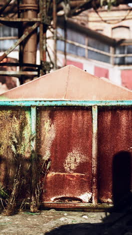 rusty metal structure in abandoned factory