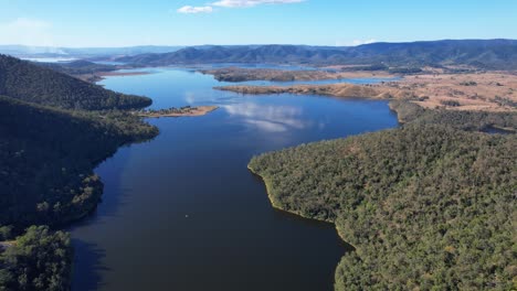 clouds reflecting on waters of lake wivenhoe near somerset dam in queensland, australia