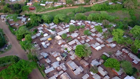 aerial shot of slum in moroto, uganda, africa