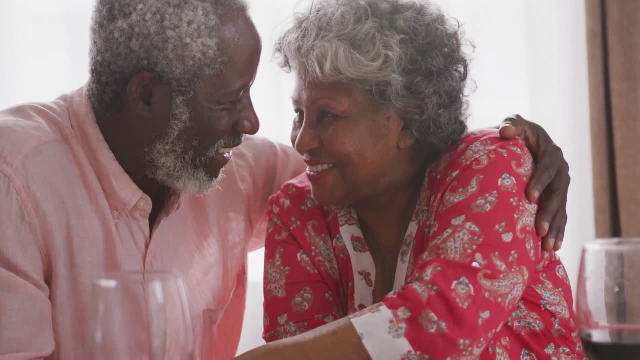 A senior African american couple spending time together at home. Social distancing in quarantine.