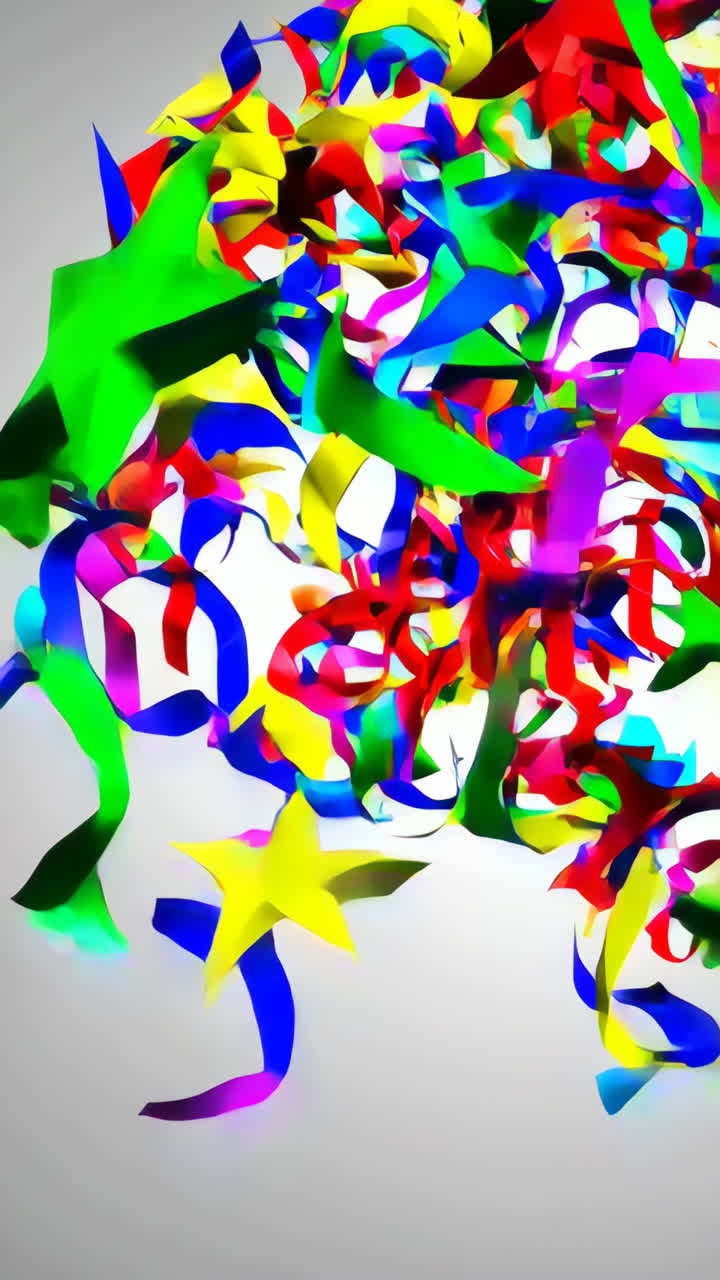 Vibrant Abstract Background with Colorful Ribbons and Stars