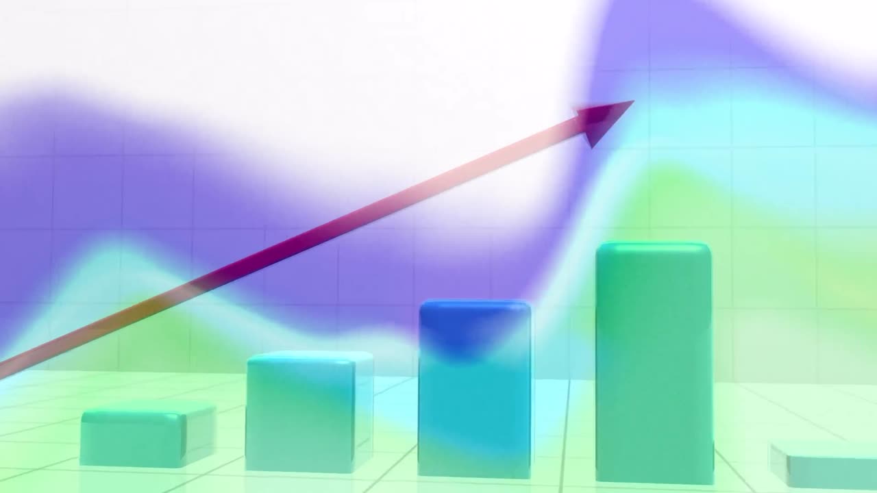 animación de formas coloridas sobre un gráfico sobre un fondo blanco