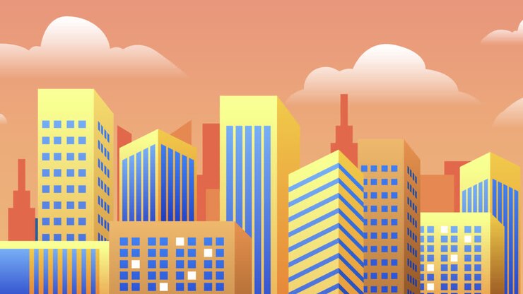 Colorful Cityscape Sunset Illustration