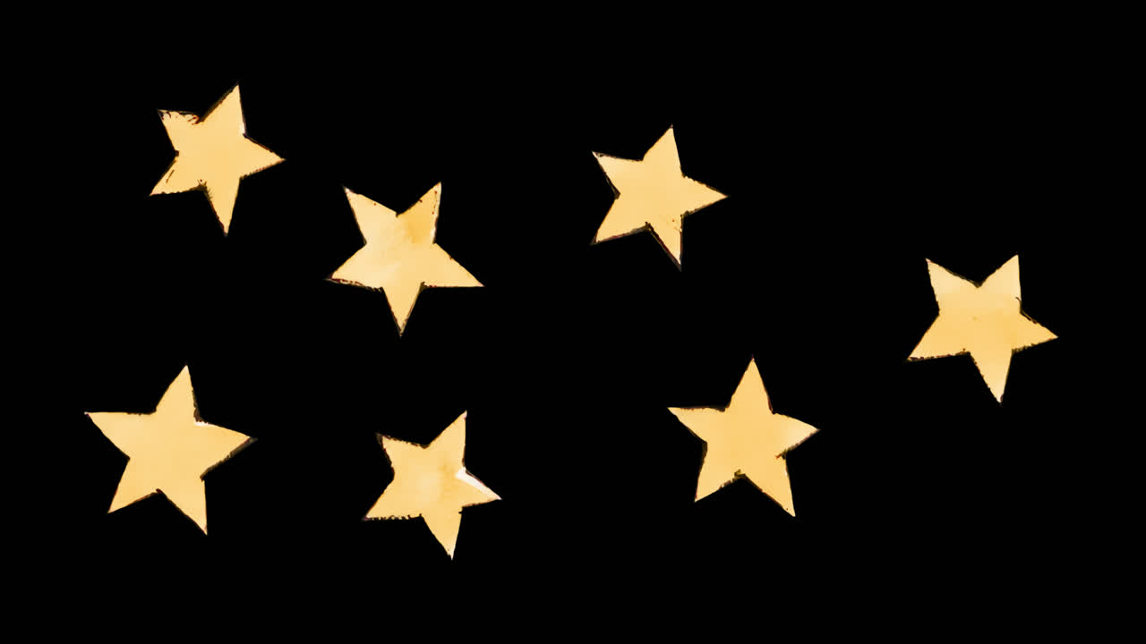 Golden stars animation isolated asset, transparent 4K video, alpha channel, ProRes 4444