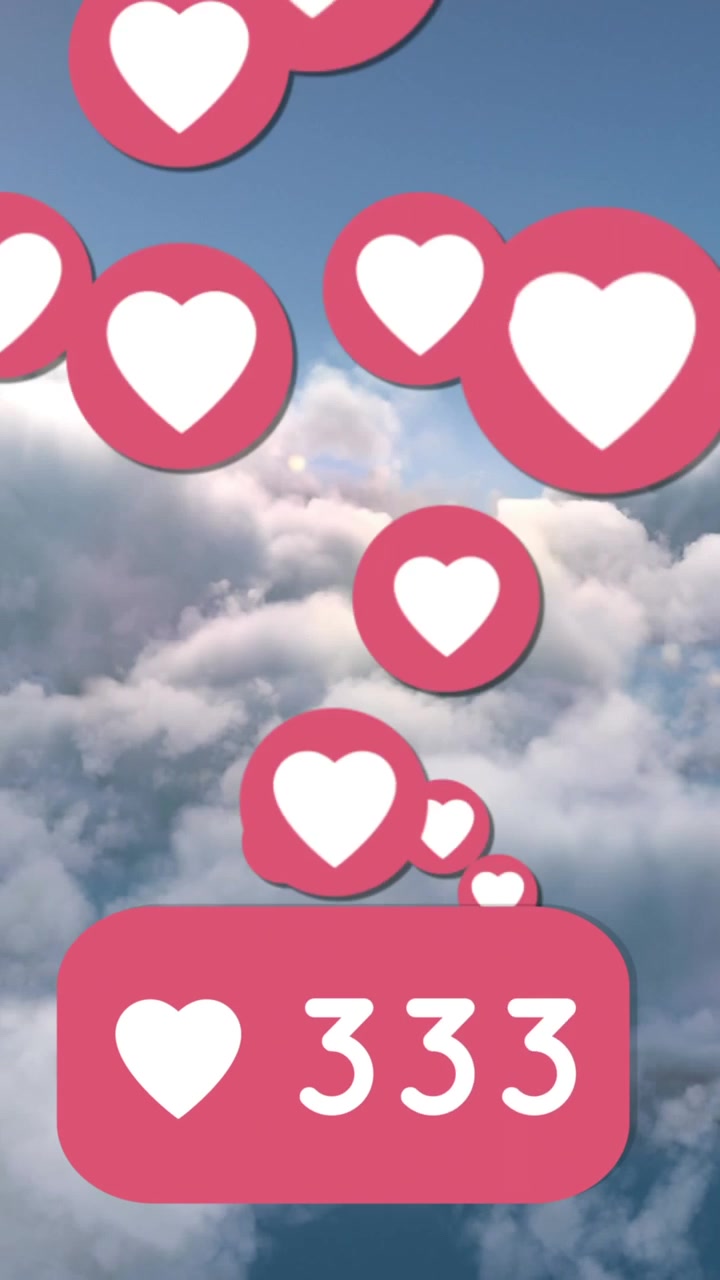 Cuori in aumento che fluttuano nel cielo 4k