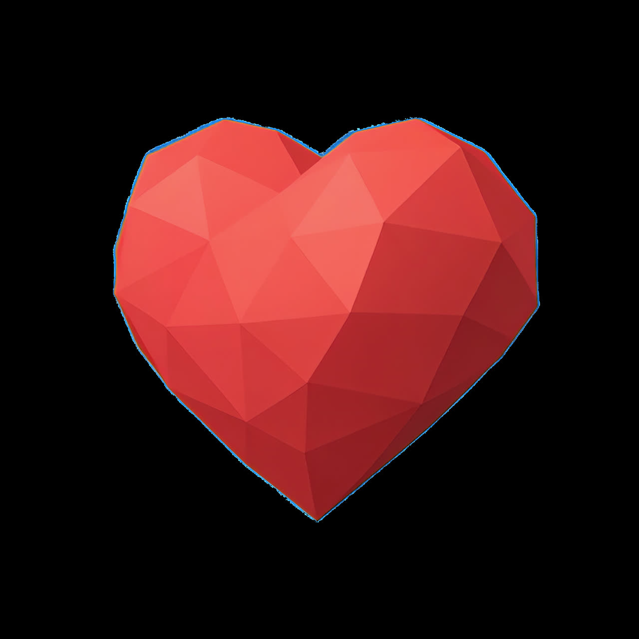 Geometric red heart animation isolated asset, transparent 4K video, alpha channel, ProRes 4444