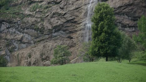 lauterbrunnen switzerland europe waterfall mountain pasture meadow hill