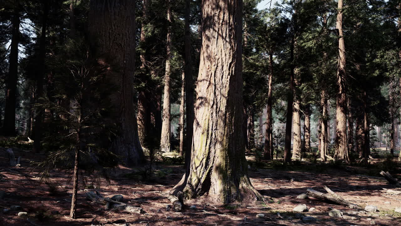 울창 한 푸른 숲 에 있는 높은 나무 들