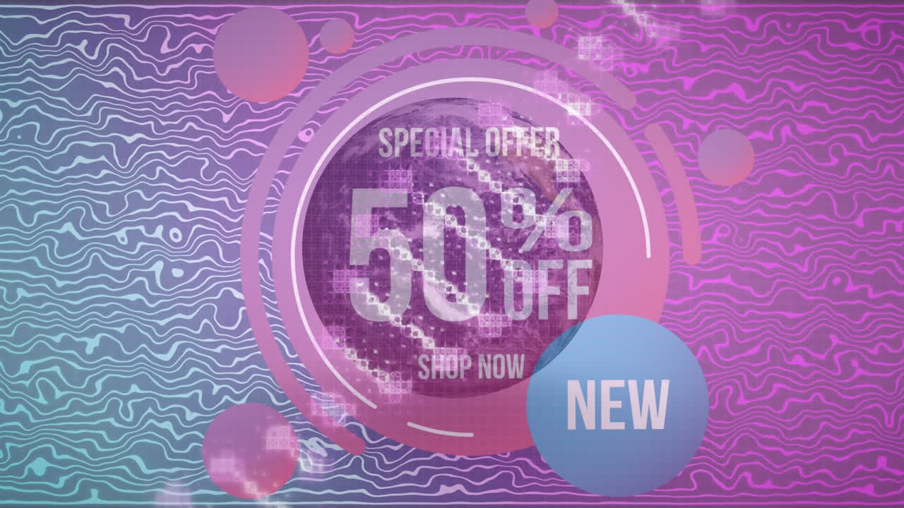 애니메이션 dna 스트랜드 스핀링, 배경에 판매 텍스트와 함께 지구