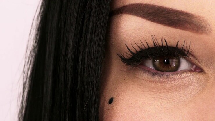 Close-up of Woman Opening Her Eye with Eyeliner and Mascara