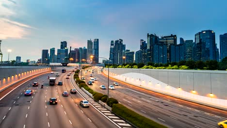 4k.time lapse traffic on the road at singapore city