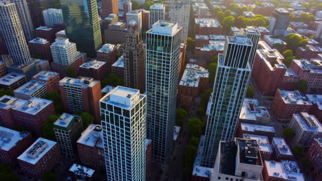 Aerial View of a City with Skyscrapers and Buildings