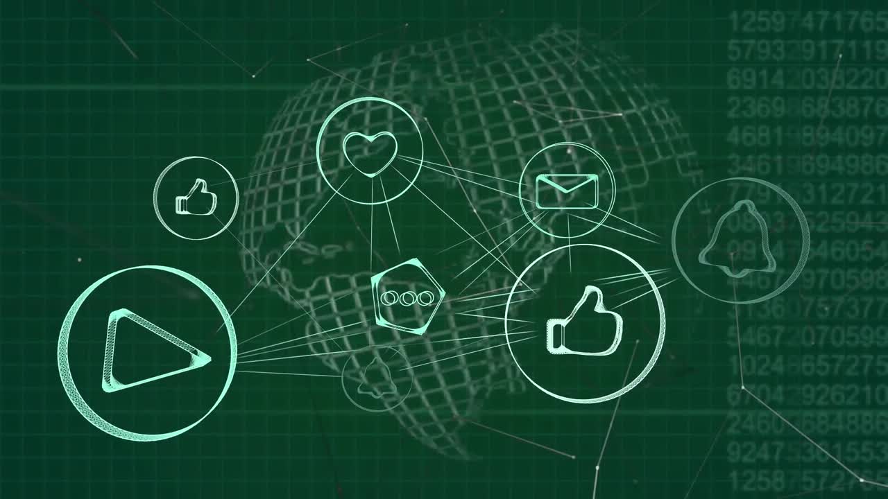 전지구 회전 및 데이터 처리에 대한 연결 아이콘의 웹