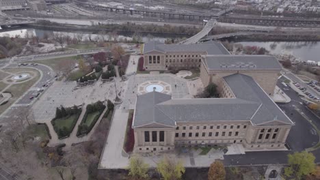 philadelphia museum of art drone shot 4k rotating