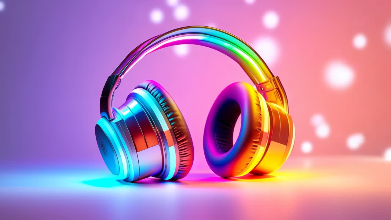 Bright headphones on bold backdrop. Brightly colored headphones rest against a colorful background, creating an energetic and lively atmosphere.