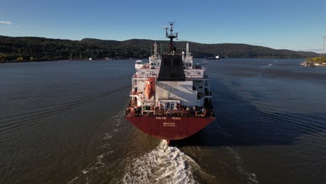 an aerial view over the hudson river in upstate ny on a beautiful day with sunny skies