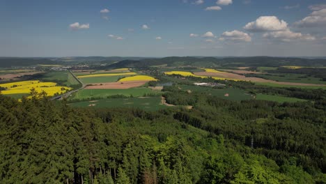 Drone-flying-over-an-amazing-scenic-overlook,-Vyhlidka-U-tety,-in-the-city-of-Moravska-Trebova,-Czech-Republic