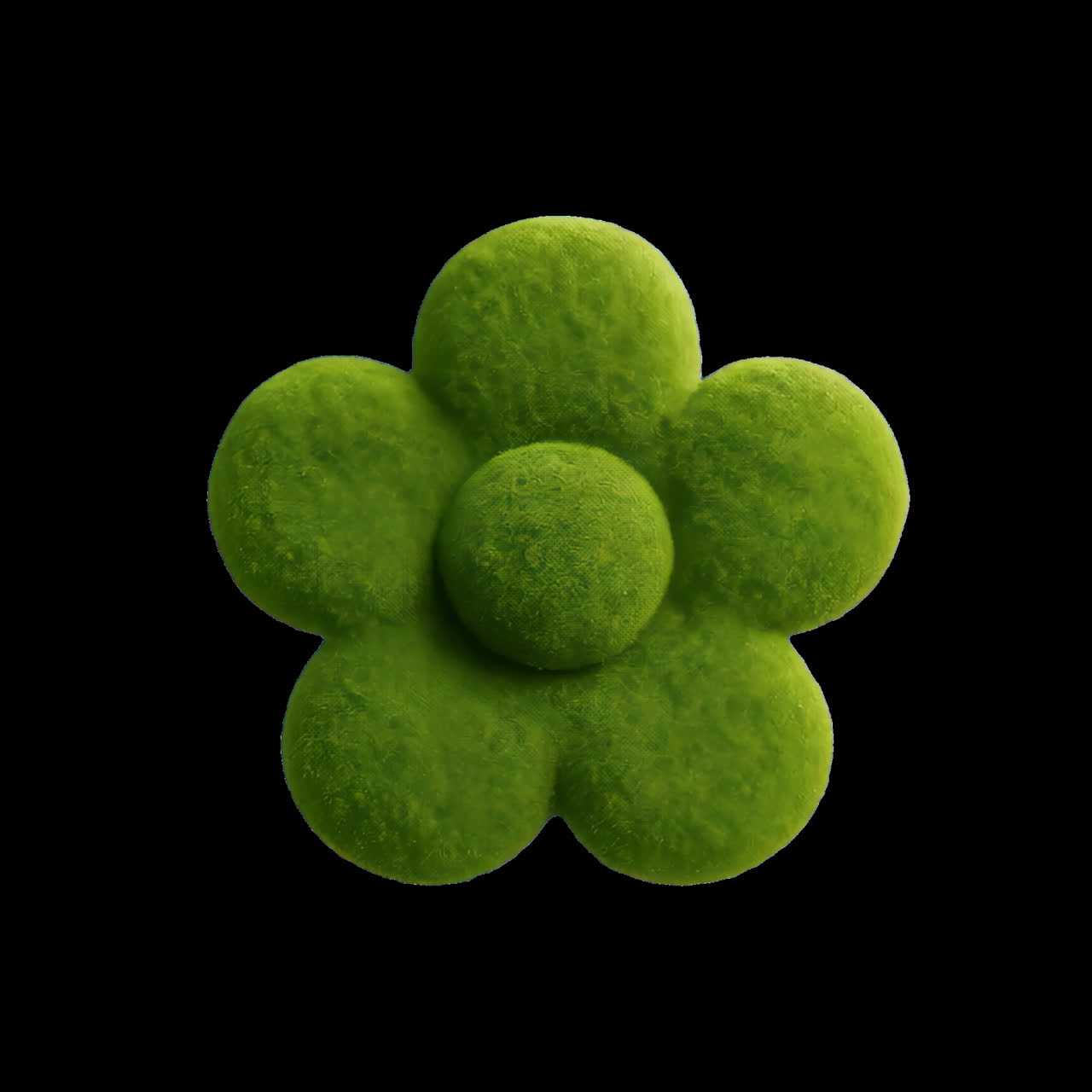 Green floral clay button animation isolated asset, transparent 4K video, alpha channel, ProRes 4444