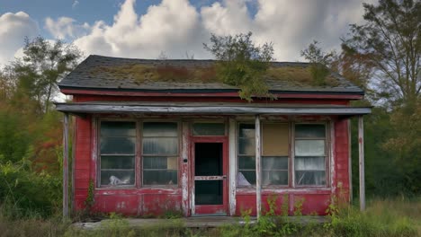 old red house in the countryside