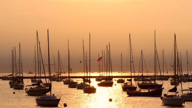 Sailing Ships in Chicago Sunset 2