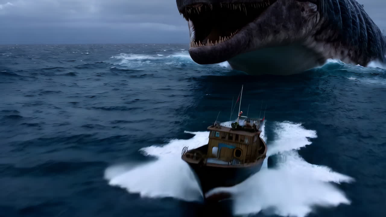Giant Sea Creature Attacks a Fishing Boat