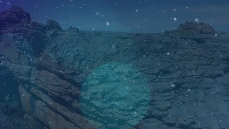 animación de puntos que caen sobre el paisaje