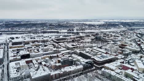 city of kaunas in lithuania, covered by snow in a winter landscape