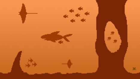 pixel art underwater scene with marine life