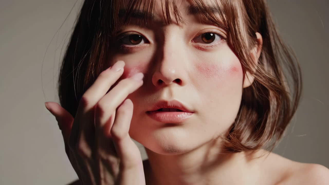 Woman with facial redness